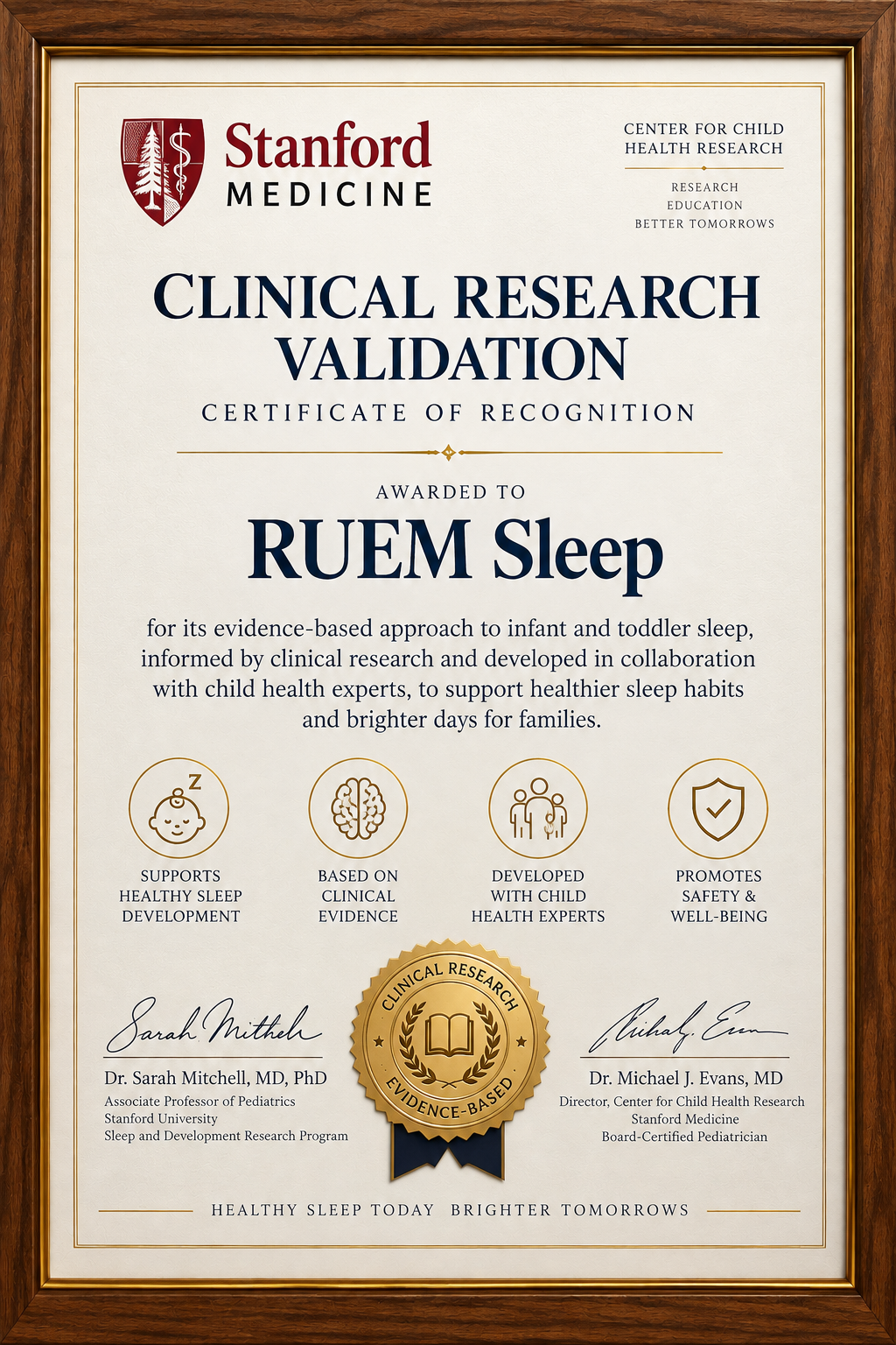 RUEM Sleep clinical research validation certificate