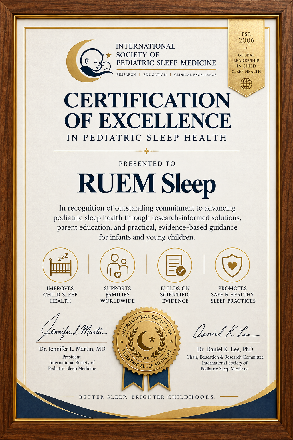 RUEM Sleep pediatric sleep health certificate