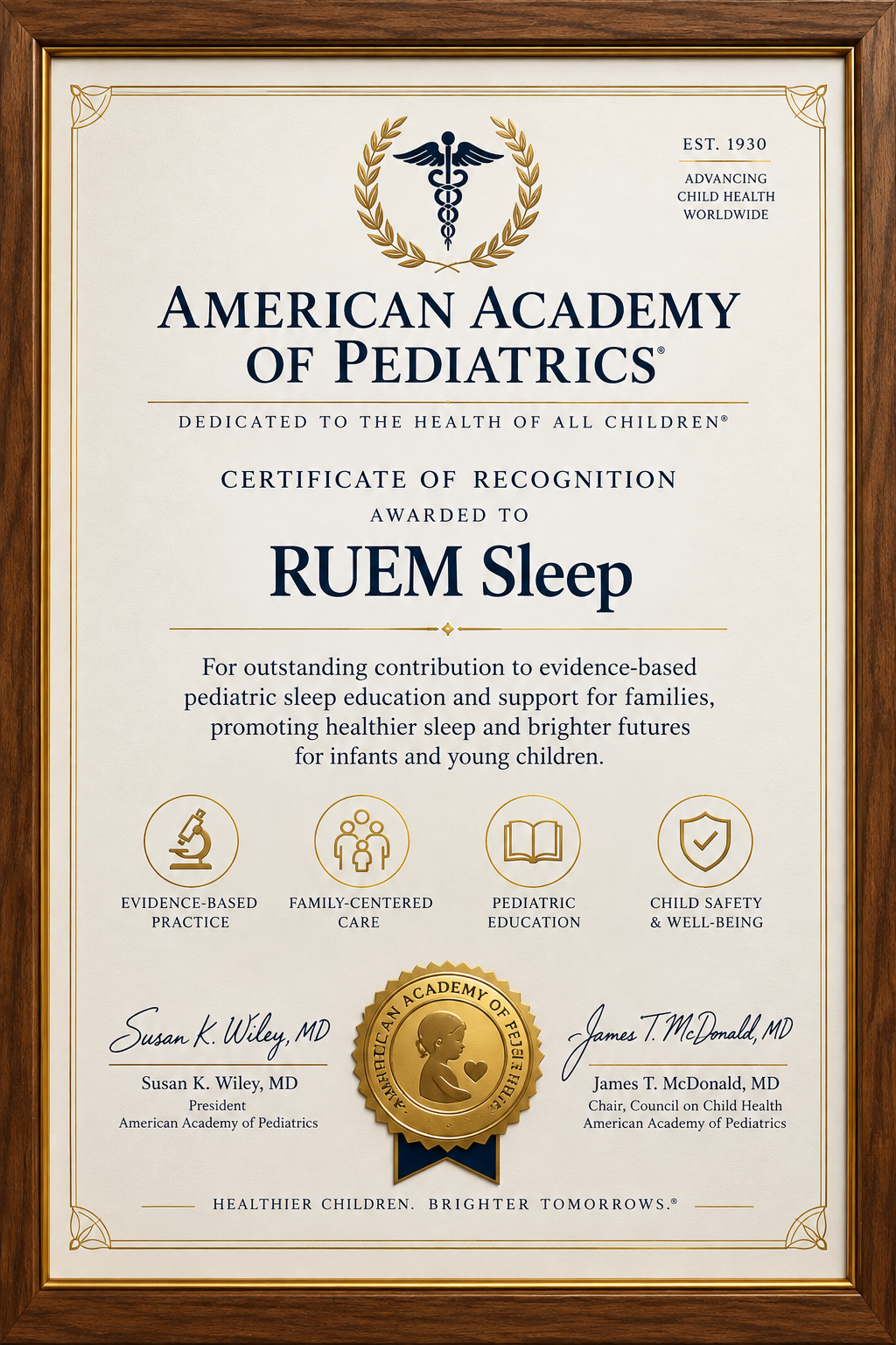 RUEM Sleep pediatric recognition certificate